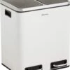 Homra BLINQ Afvalscheiding Prullenbak Met 2 Vakken - 2 X 15 L Inhoud - Duo Pedaalemmer Wit - Afvalemmer 30 Liter - Recycle Afvalbak - Witte Afvalscheidingsprullenbak - Hygiënisch Afval Scheiden - Keuken Vuilbak - Kantoor