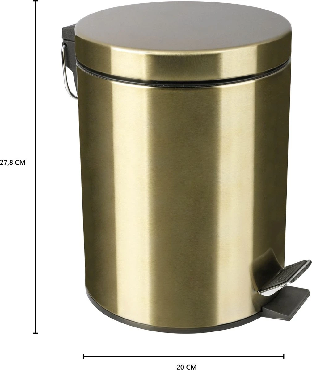 Differnz Pedaalemmer Mat Goud – Prullenbak Badkamer – Afvalbakje – 5 Liter 2 Differnz Pedaalemmer Mat Goud – Prullenbak Badkamer – Afvalbakje – 5 Liter - Afbeelding 2