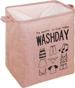 Merkloos Wasmand XL - Roze - 43 X 32 X 50 Cm - Opbergzak Kleding En Dekbed - Wasmand Groot - Multifunctionele XL Opbergtas - Speelgoedzak - Speelgoed Opberger Opbergzak - Kleding Waszak