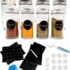 12 Glazen Kruidenpotjes Met Strooideksel - Ronde Kruidenstrooier - Complete Set Met Stickers, Trechter, Stift En Borstel