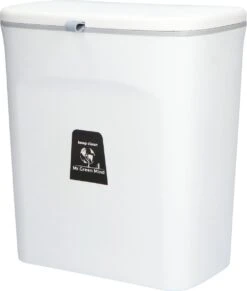 9L Prullenbak – Hangen Of Staan – Aanrecht Afvalbakje – GFT Afvalbak – Wit - Goed Sluitende Deksel - Geen Geur En Fruitvliegen - Afvalscheiding