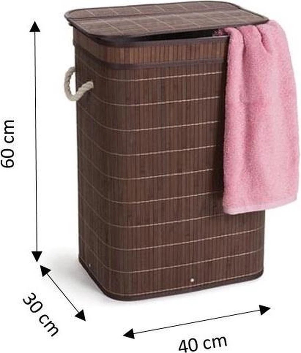 Bamboe Wasmand - Met Extra Waszak Met 2 Vakken - Bruin 1 Bamboe Wasmand - Met Extra Waszak Met 2 Vakken - Bruin