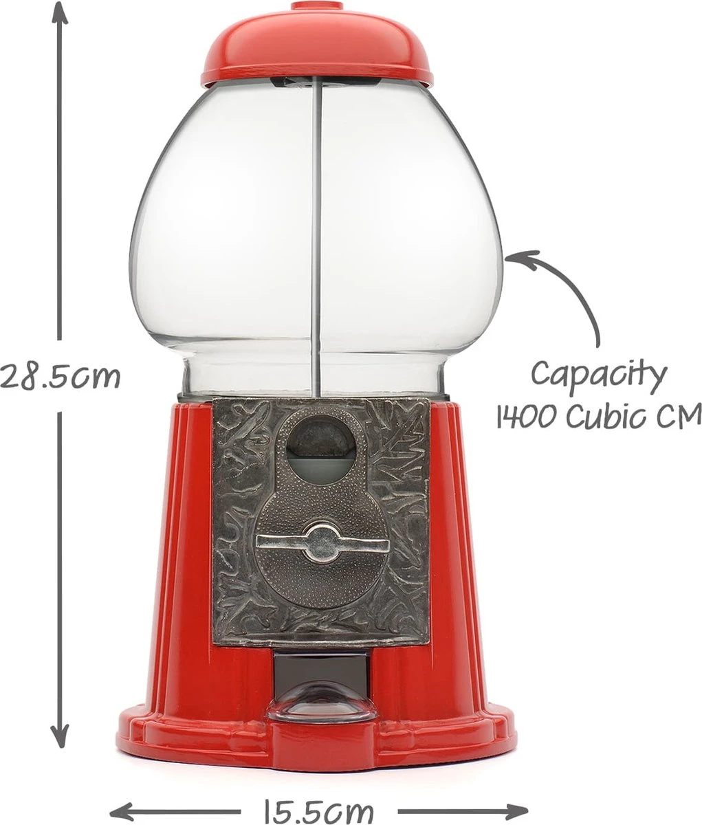 CKB Snoepautomaat Grote Retro Snoepmachine - Rode Kauwgomballen Automaat Snoepmachine Gumball Machine 4 CKB Snoepautomaat Grote Retro Snoepmachine - Rode Kauwgomballen Automaat Snoepmachine Gumball Machine - Afbeelding 4