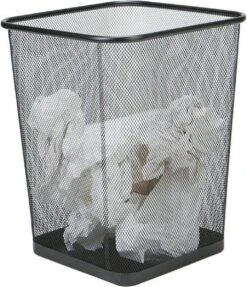 Merkloos Decopatent® Design Vierkant Prullenbak Voor Kantoor - Papierbak - Mesh Metaal - Papiermand - Prullenmand Voor Onder Bureau - Zwart -Thuis Opslag Winkel 1031x1200 1