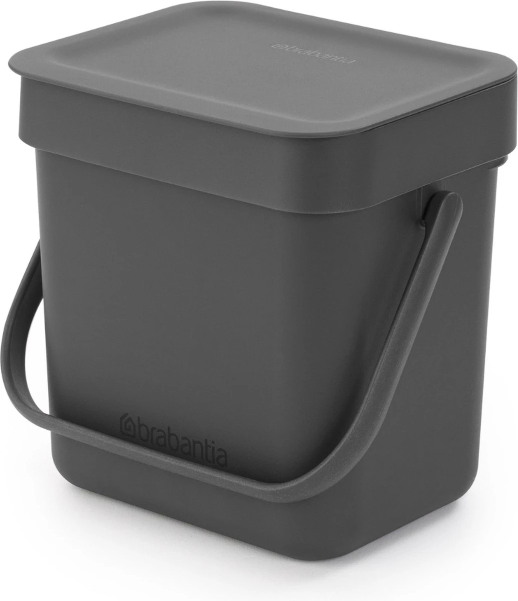 Brabantia Sort & Go Afvalbakje Aanrecht - 3 L - Dark Grey 1 Brabantia Sort & Go Afvalbakje Aanrecht - 3 L - Dark Grey