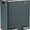Segenn's Prullenbak - Keuken Afvalbak - 60 Liter - Met 2 Vakken - Afvalscheiding 2x30 L - Metalen Pedaalemmer - Kunststof Binnenbak - Met Klapdeksel En Handgrepen - Zacht Sluiten - Luchtdicht - Grijs