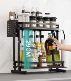 TammaT - Kruidenrek - Kruidenrek Staand - Inklapbare Keukenrek - 3-laags 35x21x56,5CM - Keuken Organizer - Aanrecht Organizer - Keuken Opslag - Roestvrij Staal - Opbergrek - Keuken Organizers - Roestvrij En Krasvrij -Thuis Opslag Winkel 1044x1200