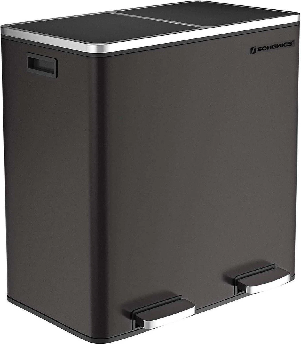 Nancy's Prullenbak Afvalscheiding 2 X 30 L - Prullenbakken Met Zwart 58,6 X 32 X 65 CM 2 Nancy's Prullenbak Afvalscheiding 2 X 30 L - Prullenbakken Met Zwart 58,6 X 32 X 65 CM - Afbeelding 2