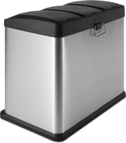 Jago - Afvalbak - 24 Liter Met 3 Vakken Voor In De Keuken - RVS Met Binnenemmer - Handvat - Deksel - Afvalscheidingssysteem - Pedaalemmer (24 Liter (3 X 8L) - Prullenbak - Vuilnisbak - Vuilnisemmer -Thuis Opslag Winkel 1058x1200 2