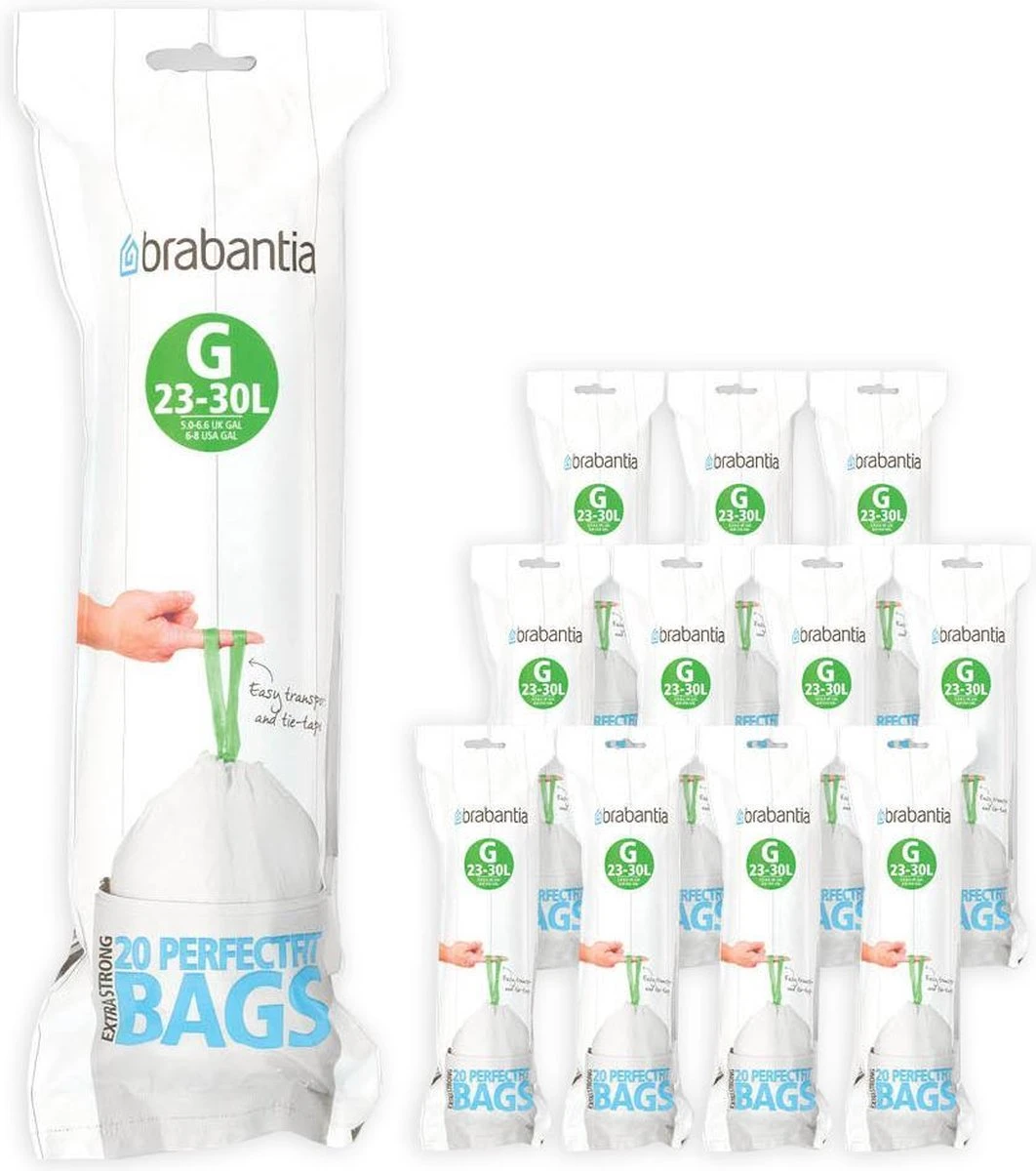 Brabantia PerfectFit Vuilniszakken - 23/30 L - Code G - 12 Rollen X 20 Stuks 1 Brabantia PerfectFit Vuilniszakken - 23/30 L - Code G - 12 Rollen X 20 Stuks