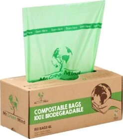 Biozakken 6 Liter 150 Stuks Biologisch Afbreekbare Afvalzakken – 35 X 36 Cm - 100% Composteerbare Vuilniszakken - Incl. Dispenser - Gft Afvalzakken