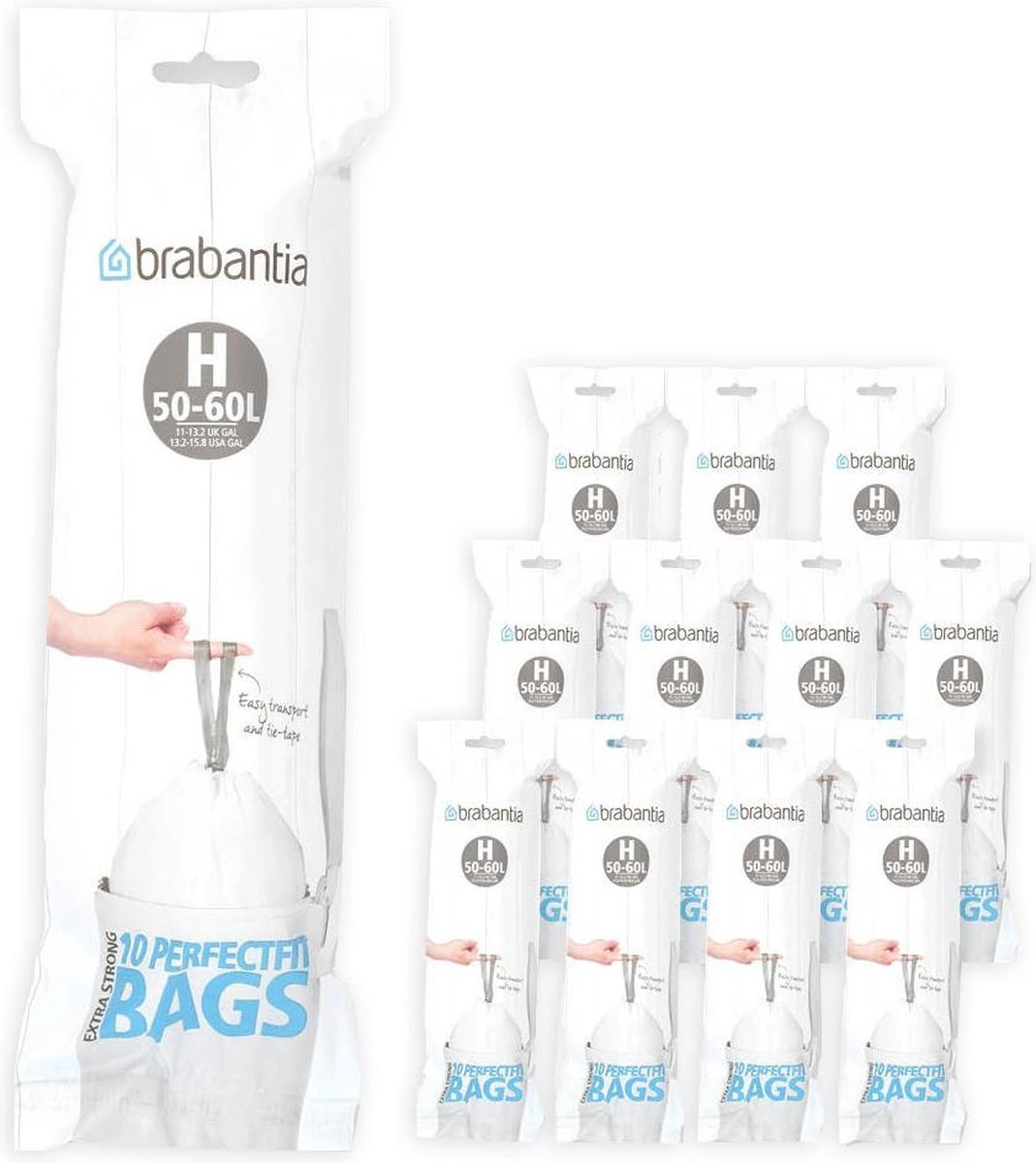 Brabantia PerfectFit Vuilniszakken - 50/60 L - Code H - 12 Rollen X 10 Stuks 1 Brabantia PerfectFit Vuilniszakken - 50/60 L - Code H - 12 Rollen X 10 Stuks