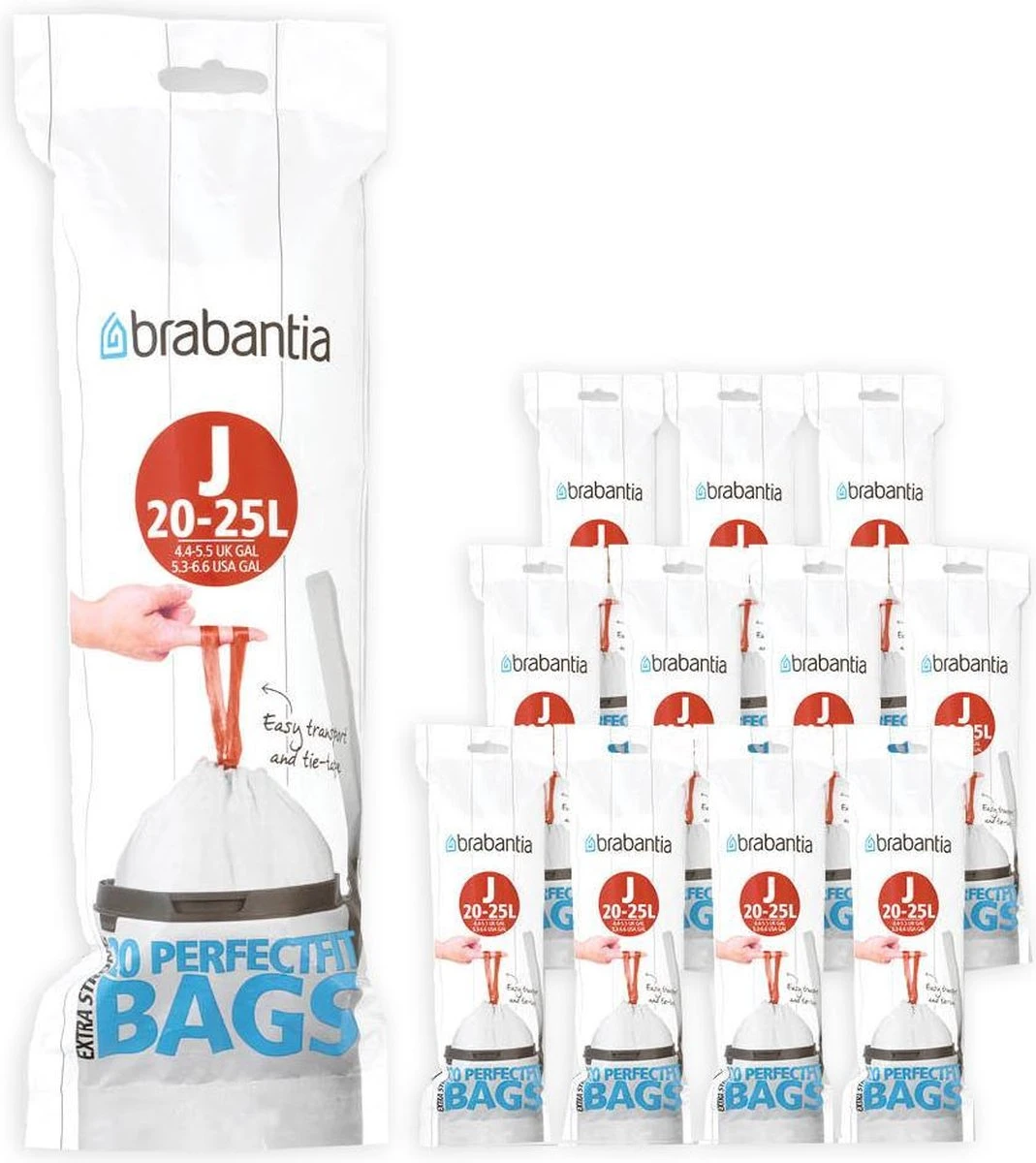 Brabantia PerfectFit Vuilniszakken - 20/25 L - Code J - 12 Rollen X 20 Stuks 1 Brabantia PerfectFit Vuilniszakken - 20/25 L - Code J - 12 Rollen X 20 Stuks