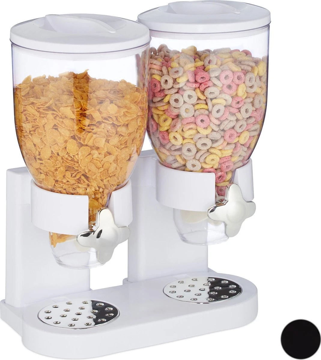 Relaxdays Conflakes Dispenser - Dubbel - Muesli Dispenser - 2x 4 L - Snoepautomaat - Zwart 2 Relaxdays Conflakes Dispenser - Dubbel - Muesli Dispenser - 2x 4 L - Snoepautomaat - Zwart - Afbeelding 2