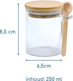 Jarif - Glazen Kruidenpotjes - Met Bamboe Deksel - Met Bamboe Lepeltje - 250 Ml - Set Van 6 Stuks -Thuis Opslag Winkel 1082x1200 3