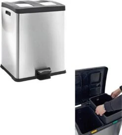 EKO Rejoice Prullenbak - 2x 30 L - Mat RVS -Thuis Opslag Winkel 1085x1200 1
