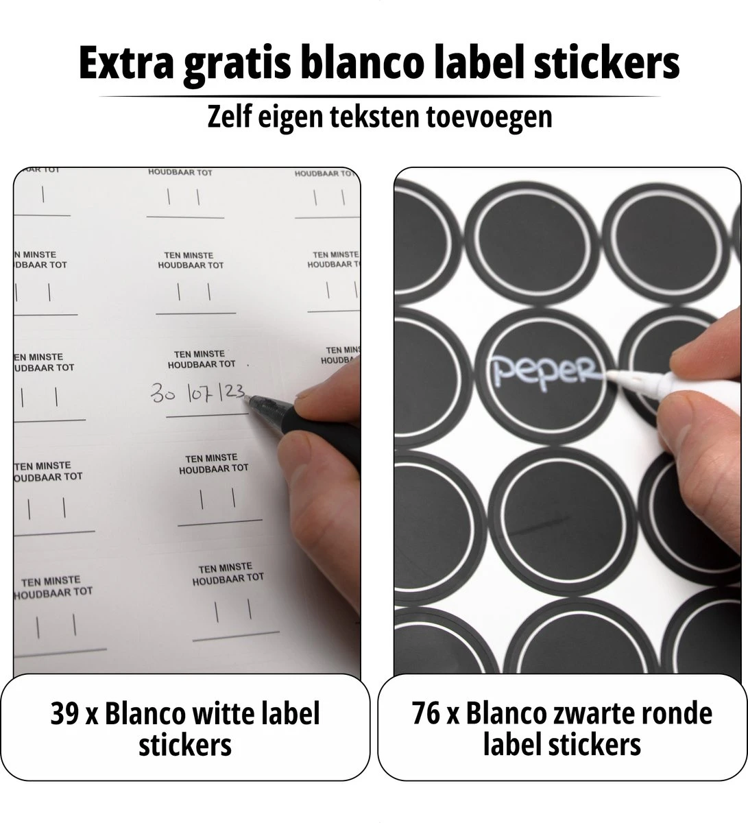 24 Glazen Kruidenpotjes Set Met 3 Soorten Strooideksels – Kruidenstrooier – Compleet Pakket Incl Kruidenpotjes Stickers, Krijtstift En Accessoires - Aluminium 3 24 Glazen Kruidenpotjes Set Met 3 Soorten Strooideksels – Kruidenstrooier – Compleet Pakket Incl Kruidenpotjes Stickers, Krijtstift En Accessoires - Aluminium - Afbeelding 3