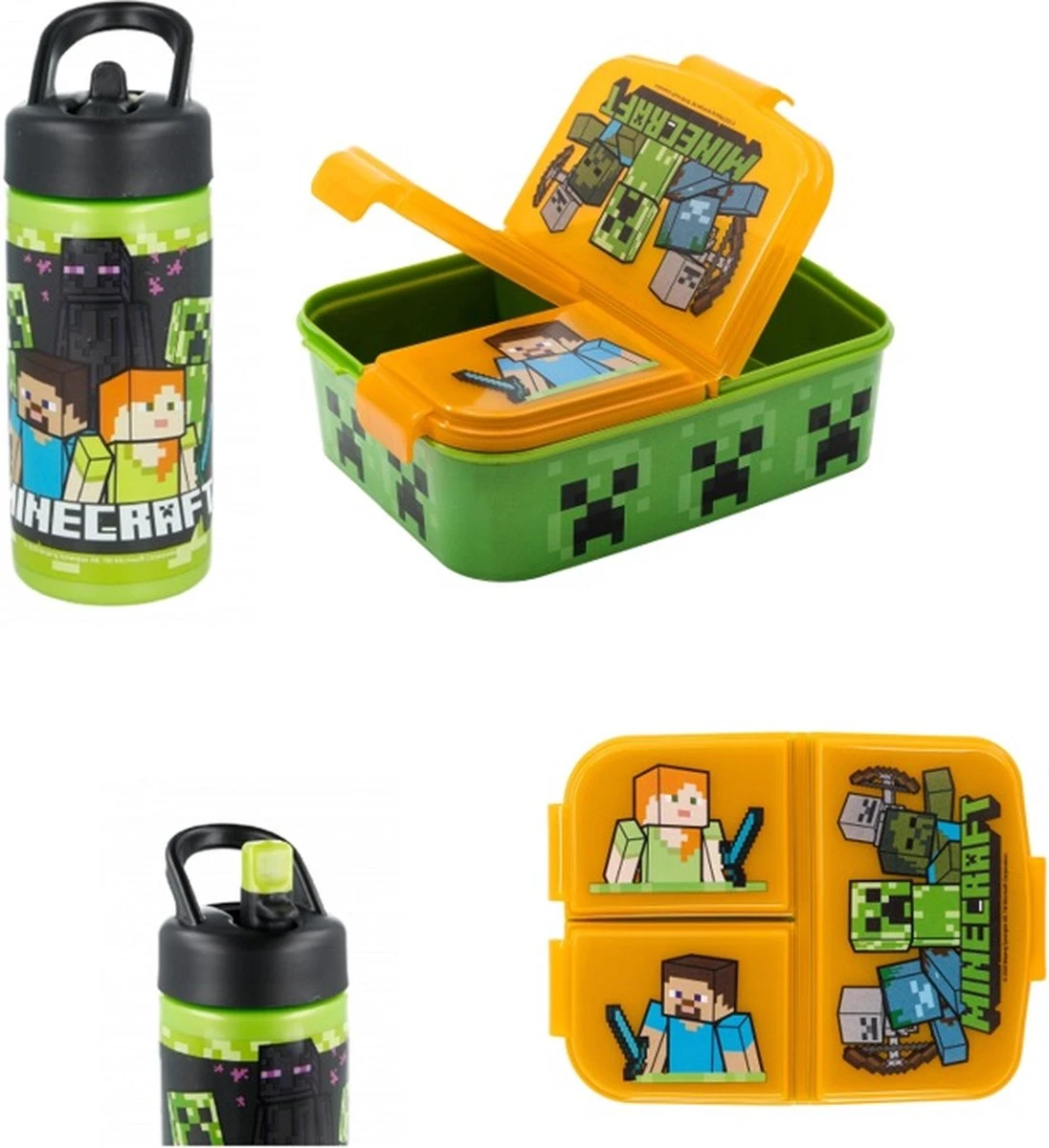 Star Minecraft Multi Brooddoos/ Broodtrommel + Drinkfles 400 Ml 1 Star Minecraft Multi Brooddoos/ Broodtrommel + Drinkfles 400 Ml
