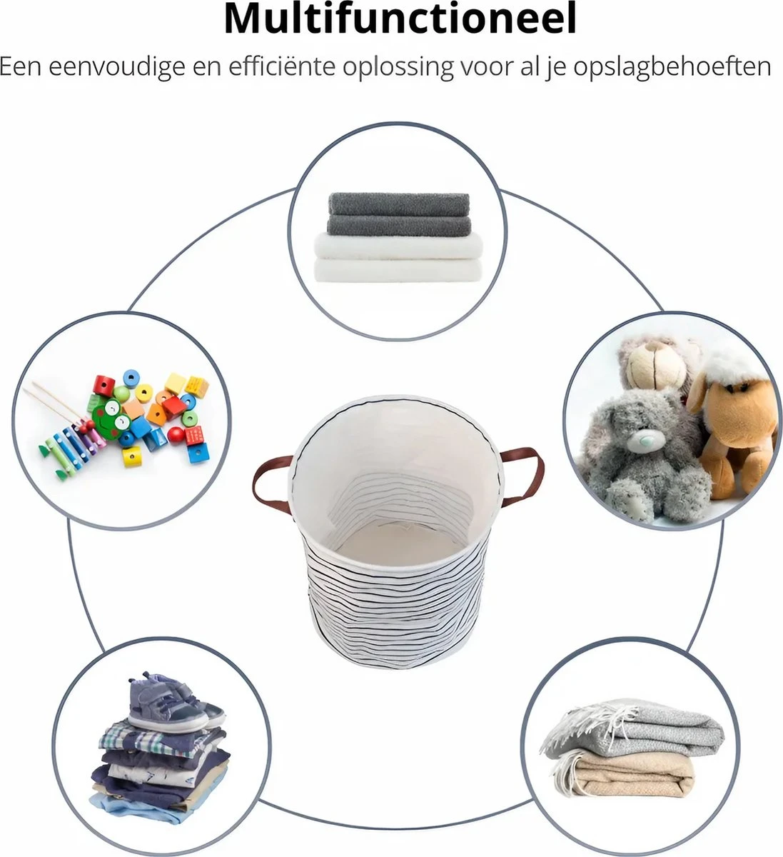 MAESON Wasmand Met Deksel - Opvouwbaar - Waterdicht - 72 L - Opbergmand Kinderkamer - Wit 5 MAESON Wasmand Met Deksel - Opvouwbaar - Waterdicht - 72 L - Opbergmand Kinderkamer - Wit - Afbeelding 5