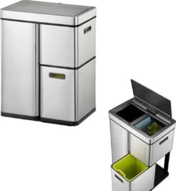 EKO Mirage Plus Sensor Afvalscheider Prullenbak - 30 + 15 + 15 L - Mat RVS -Thuis Opslag Winkel 1100x1200 5