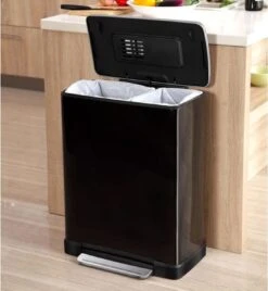 EKO E-Cube Prullenbak - 28+18 L - Zwart -Thuis Opslag Winkel 1104x1200 1