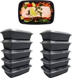 Meal Prep Bakjes - 7 Stuks - 1 Compartiment - Lunchbox - Diepvriesbakjes - Vershoudbakjes - Plastic Bakjes Met Deksel - Magnetron Bakjes Met Deksel - Meal Prep - Vershouddoos - 1L - BPA Vrij