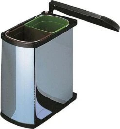 Hailo Inbouw Prullenbak - 2x8 L - RVS - Zwart