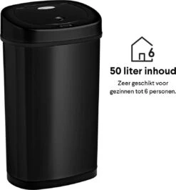 Homra FONIX Sensor Prullenbak Zwart 50 Liter - Automatische Soft Close Deksel - 50L - Zwarte Afvalemmer - Infrarood Sensor - Vuilnisbak Met Elektrische Deksel - Sensorbediening - Vingerafdrukvrij - Vuilafstotend - Zwarte Keuken En Kantoor Vuilbak -Thuis Opslag Winkel 1113x1200 5