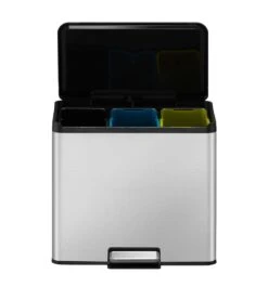 EKO Essential Recycling Prullenbak - 3x 9 L - Mat RVS 19 EKO Essential Recycling Prullenbak - 3x 9 L - Mat RVS -Thuis Opslag Winkel 1118x1200