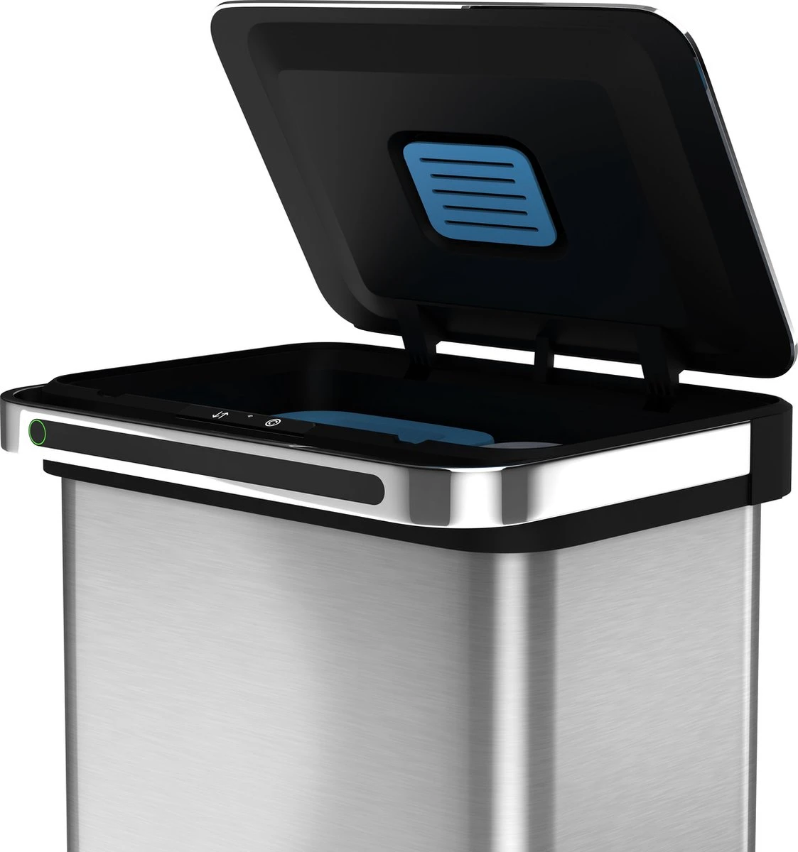 Homra DEXER Afvalscheiding Prullenbak - 4 Vakken - 60 Liter (2×18L + 2×12L) - Recycle Sensor Prullenbak - RVS Afvalemmer - Afvalscheidingsprullenbak - Design Keuken Afvalemmer - Automatische Lucht- En Bacterie Filter - Soft Close Deksel – Kleur RVS 9 Homra DEXER Afvalscheiding Prullenbak - 4 Vakken - 60 Liter (2×18L + 2×12L) - Recycle Sensor Prullenbak - RVS Afvalemmer - Afvalscheidingsprullenbak - Design Keuken Afvalemmer - Automatische Lucht- En Bacterie Filter - Soft Close Deksel – Kleur RVS - Afbeelding 9