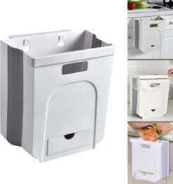 Merkloos Ruimtebesparend Ophangbaar Gft Afvalscheiding Afvalbakje Aanrecht - Papiermand - Wit