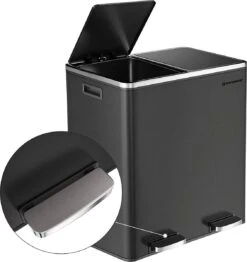 Soph & Tess Prullenbak Afvalscheiding - Vuilnisbak 60L (2x 30L) - Pedaalemmer - 59 X 65 X 32 Cm - Zwart 13 Soph & Tess Prullenbak Afvalscheiding - Vuilnisbak 60L (2x 30L) - Pedaalemmer - 59 X 65 X 32 Cm - Zwart -Thuis Opslag Winkel 1133x1200 2