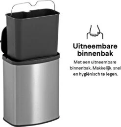 Prullenbak Met Sensor - 8 Liter - RVS - Toilet Afvalemmer - Badkamer Afvalbak Homra IXXA - Vuilnisbak - 8L - Vingerafdrukvrij RVS - Hygiënisch - Automatische Softclose Deksel - Automatische Deksel - Sensor Vuilbak -Thuis Opslag Winkel 1142x1200 14