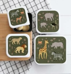 A Little Lovely Company - Brooddoos - Broodtrommel -Lunch & Snack Box Set Van 4 - Savanne -Thuis Opslag Winkel 1142x1200 9