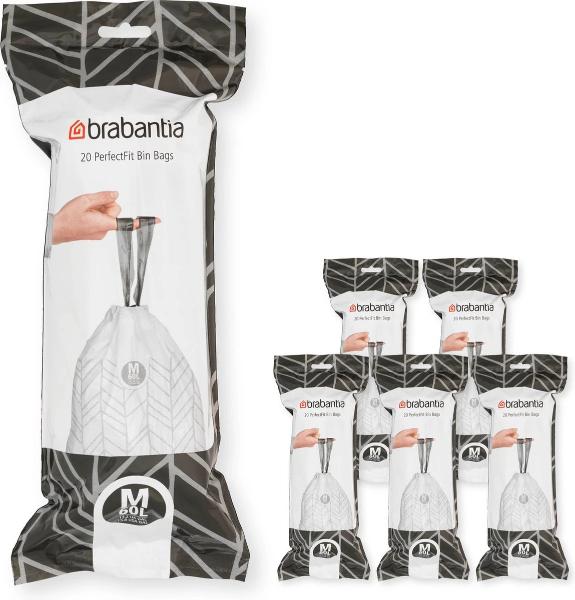 Brabantia PerfectFit Vuilniszakken - 60 L - Code M - 6 Rollen X 20 Stuks 1 Brabantia PerfectFit Vuilniszakken - 60 L - Code M - 6 Rollen X 20 Stuks