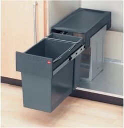 Hailo Tandem De Luxe - Inbouw Prullenbak - 31 Liter Inhoud - 25 X 40 X 49 Cm - Met 2 Compartimenten - Grijs -Thuis Opslag Winkel 1158x1200 4