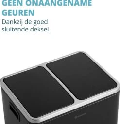 Homra BLINQ Afvalscheiding Prullenbak Met 2 Vakken - 2 X 15 L Inhoud - Duo Pedaalemmer Zwart - Afvalemmer 30 Liter - Recycle Afvalbak - Zwarte Afvalscheidingsprullenbak - Hygiënisch Afval Scheiden - Keuken Vuilbak - Kantoor -Thuis Opslag Winkel 1159x1200 2
