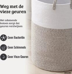 Mmoods Wasmand Katoen 72 Liter - Opbergmand Speelgoed - Wassorteerder Met Handvaten - Wasbox Badkamer - Mand Rond Badkamer Grijs -Thuis Opslag Winkel 1163x1200 2