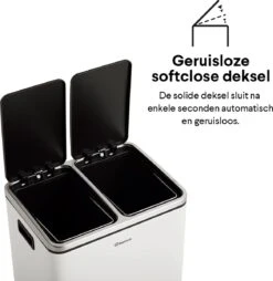 Homra BLINQ Afvalscheiding Prullenbak Met 2 Vakken - 2 X 15 L Inhoud - Duo Pedaalemmer Wit - Afvalemmer 30 Liter - Recycle Afvalbak - Witte Afvalscheidingsprullenbak - Hygiënisch Afval Scheiden - Keuken Vuilbak - Kantoor -Thuis Opslag Winkel 1167x1200 2