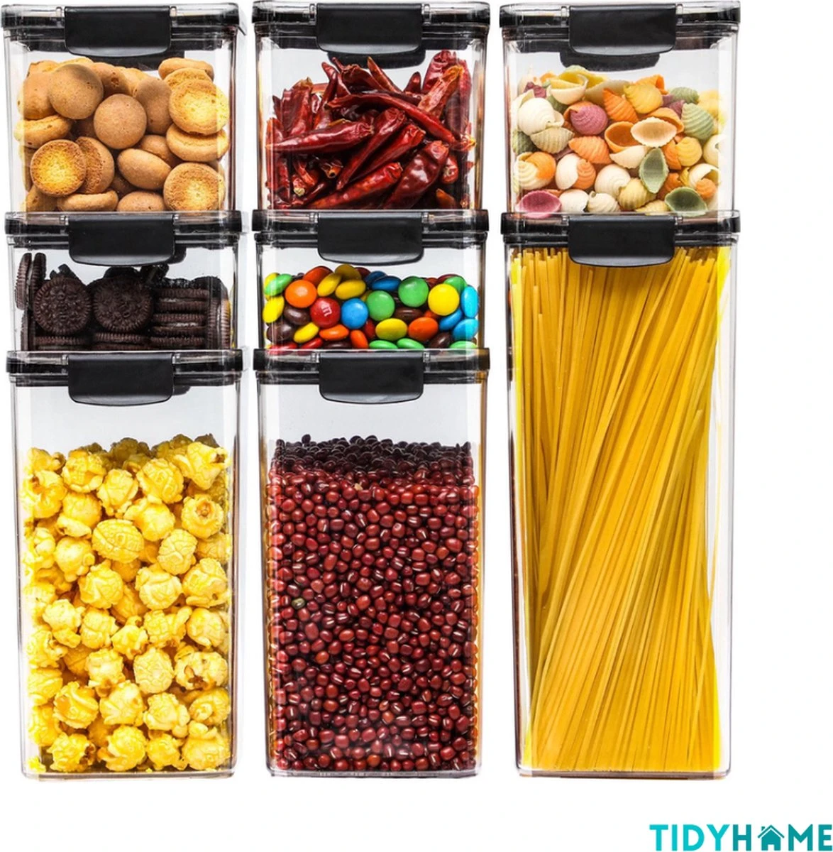 TidyHome Premium Voorraadpotten – Set Van 8 Stuks – Meal Prep Bakjes - Vershoudbakjes - Opbergbak - Voorraadbussen – Verbeterd Design - Koelkast Organizer - Snoeppot – Bewaardozen – Voedselcontainer - Voorraadpot – Luchtdicht – 7.42L – BPA-Vrij 1 TidyHome Premium Voorraadpotten – Set Van 8 Stuks – Meal Prep Bakjes - Vershoudbakjes - Opbergbak - Voorraadbussen – Verbeterd Design - Koelkast Organizer - Snoeppot – Bewaardozen – Voedselcontainer - Voorraadpot – Luchtdicht – 7.42L – BPA-Vrij