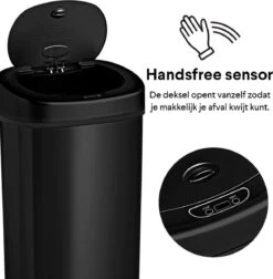Homra FONIX Sensor Prullenbak Zwart 50 Liter - Automatische Soft Close Deksel - 50L - Zwarte Afvalemmer - Infrarood Sensor - Vuilnisbak Met Elektrische Deksel - Sensorbediening - Vingerafdrukvrij - Vuilafstotend - Zwarte Keuken En Kantoor Vuilbak -Thuis Opslag Winkel 1178x1200 4