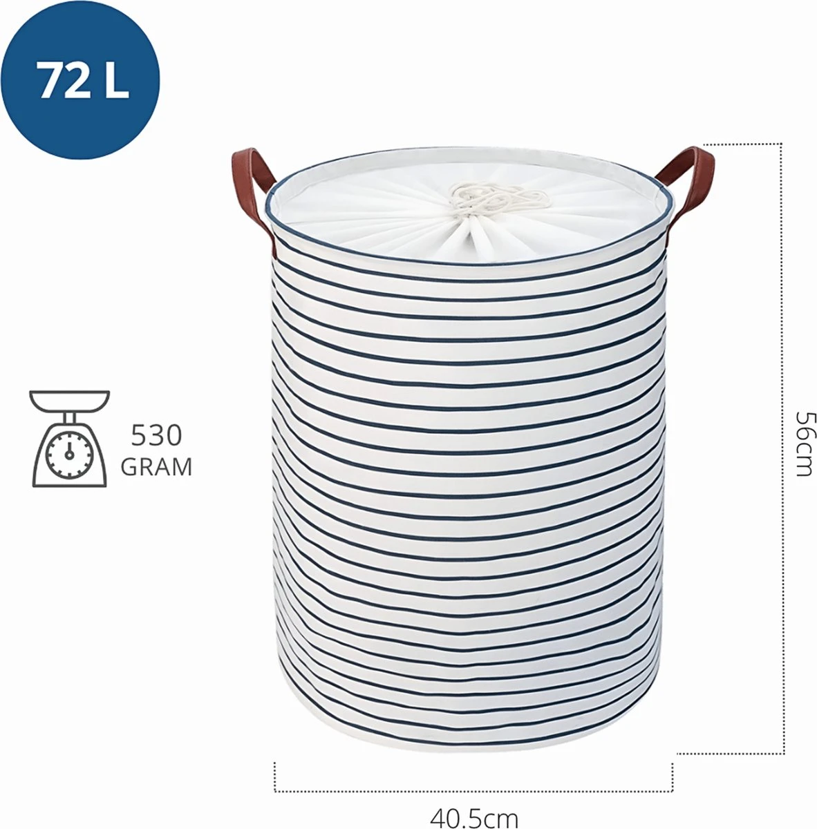 MAESON Wasmand Met Deksel - Opvouwbaar - Waterdicht - 72 L - Opbergmand Kinderkamer - Wit 2 MAESON Wasmand Met Deksel - Opvouwbaar - Waterdicht - 72 L - Opbergmand Kinderkamer - Wit - Afbeelding 2
