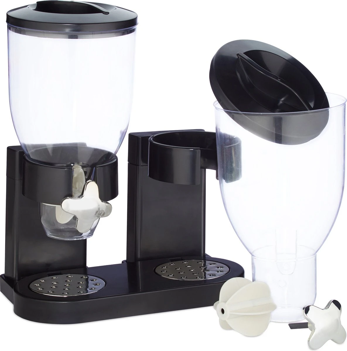 Relaxdays Conflakes Dispenser - Dubbel - Muesli Dispenser - 2x 4 L - Snoepautomaat - Zwart 11 Relaxdays Conflakes Dispenser - Dubbel - Muesli Dispenser - 2x 4 L - Snoepautomaat - Zwart - Afbeelding 11