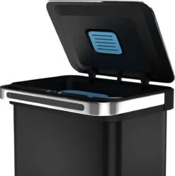 Homra DEXER Afvalscheiding Prullenbak - 4 Vakken - 60 Liter (2×18L + 2×12L) - Recycle Sensor Prullenbak - RVS Afvalemmer - Afvalscheidingsprullenbak - Design Keuken Afvalemmer - Automatische Lucht- En Bacterie Filter - Soft Close Deksel – Kleur Zwart -Thuis Opslag Winkel 1191x1200 9