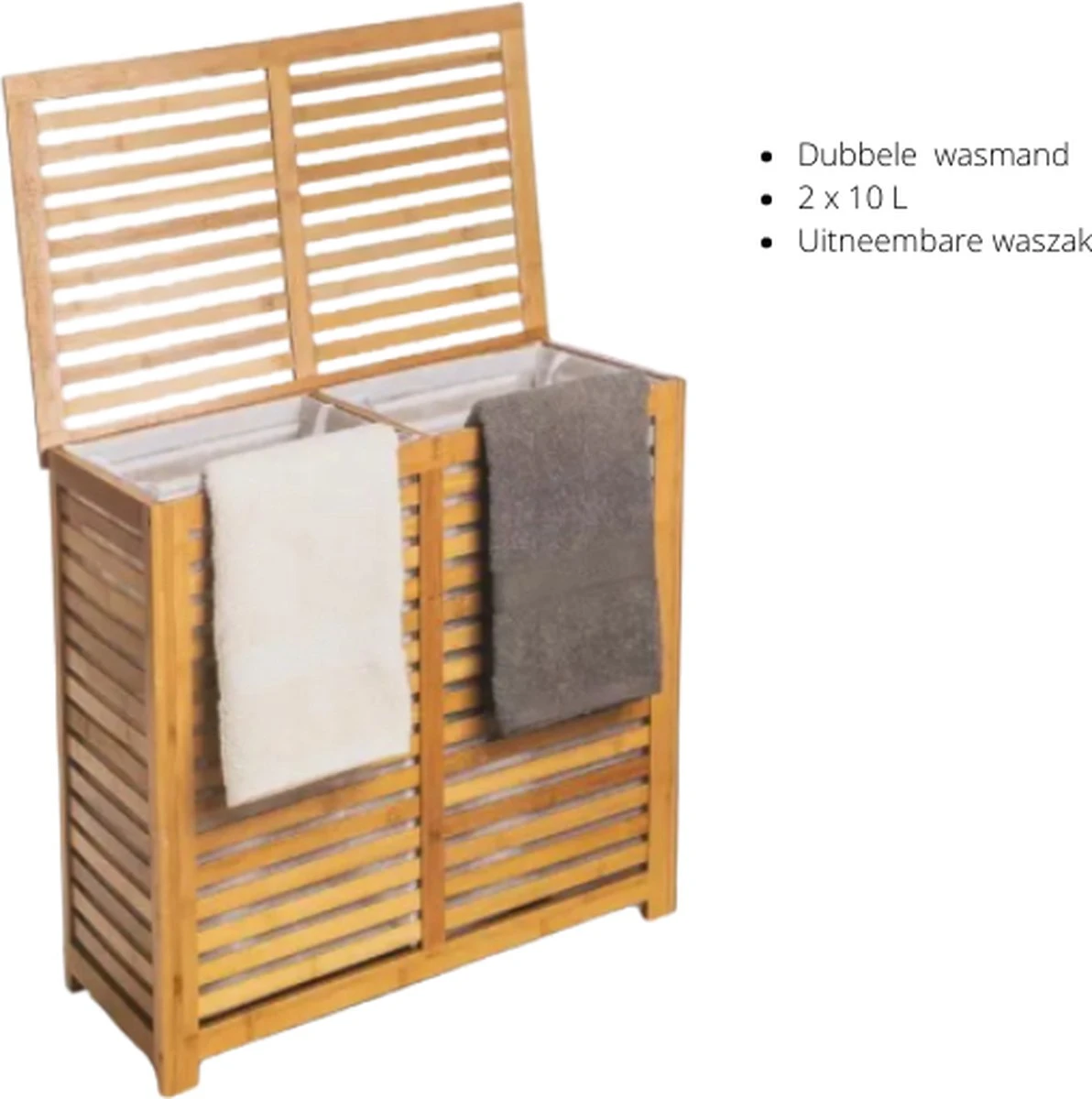 Merkloos Bamboe Wasmand XL Dubbel - Rieten Mand Met Deksel - 60 X 40 X 58 Cm 6 Merkloos Bamboe Wasmand XL Dubbel - Rieten Mand Met Deksel - 60 X 40 X 58 Cm - Afbeelding 6