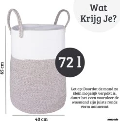 Mmoods Wasmand Katoen 72 Liter - Opbergmand Speelgoed - Wassorteerder Met Handvaten - Wasbox Badkamer - Mand Rond Badkamer Grijs -Thuis Opslag Winkel 1192x1200 5