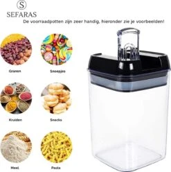 Sefaras Opbergpotten Set Van 7 Stuks - Voorraadpotten - Voorraadbussen - Herschrijfbare Labels - Lucht En Waterdicht - Keukenopbergdozen - Zwart -Thuis Opslag Winkel 1194x1200 10