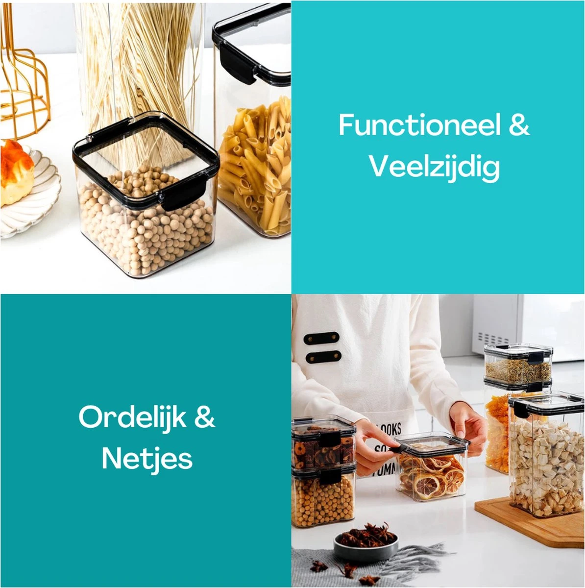 TidyHome Premium Voorraadpotten – Set Van 8 Stuks – Meal Prep Bakjes - Vershoudbakjes - Opbergbak - Voorraadbussen – Verbeterd Design - Koelkast Organizer - Snoeppot – Bewaardozen – Voedselcontainer - Voorraadpot – Luchtdicht – 7.42L – BPA-Vrij 3 TidyHome Premium Voorraadpotten – Set Van 8 Stuks – Meal Prep Bakjes - Vershoudbakjes - Opbergbak - Voorraadbussen – Verbeterd Design - Koelkast Organizer - Snoeppot – Bewaardozen – Voedselcontainer - Voorraadpot – Luchtdicht – 7.42L – BPA-Vrij - Afbeelding 3