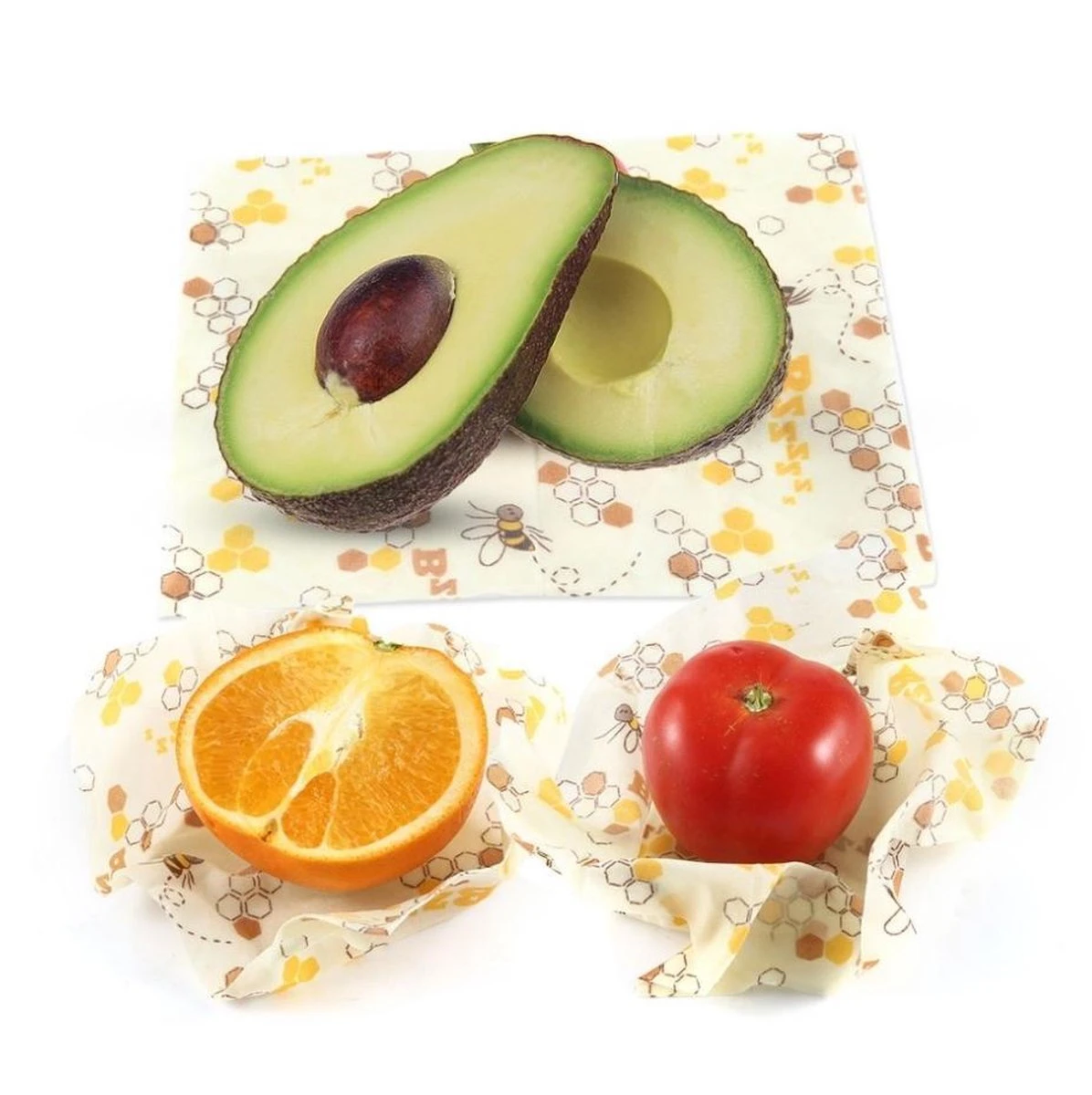 Bijenwas Doek - 3-pack - Bees Wrap - Bijen En Honingraat Print 4 Bijenwas Doek - 3-pack - Bees Wrap - Bijen En Honingraat Print - Afbeelding 4