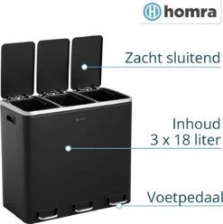 Homra SPARQ Afvalscheiding Prullenbak 3 Vakken - 3 X 18 L Inhoud - 54 Liter - Zwart - RVS - Trio Pedaalemmer - 3-vaks Recycle Afvalemmer - Hygiënisch Afval Scheiden - Zwarte Keuken Vuilbak - Kantoor Prullenbak - Pedaal - Afvalscheidingsprullenbak 16 Homra SPARQ Afvalscheiding Prullenbak 3 Vakken - 3 X 18 L Inhoud - 54 Liter - Zwart - RVS - Trio Pedaalemmer - 3-vaks Recycle Afvalemmer - Hygiënisch Afval Scheiden - Zwarte Keuken Vuilbak - Kantoor Prullenbak - Pedaal - Afvalscheidingsprullenbak -Thuis Opslag Winkel 1196x1200 5